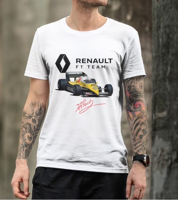 Renault F1 Team Alain Prost Racing Car Signature T-Shirt