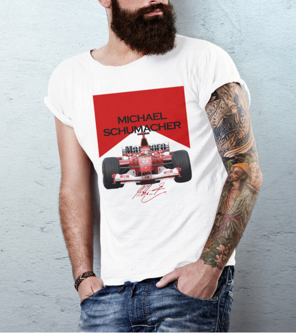 Michael Schumacher Formula One Racing Car Signature T-Shirt
