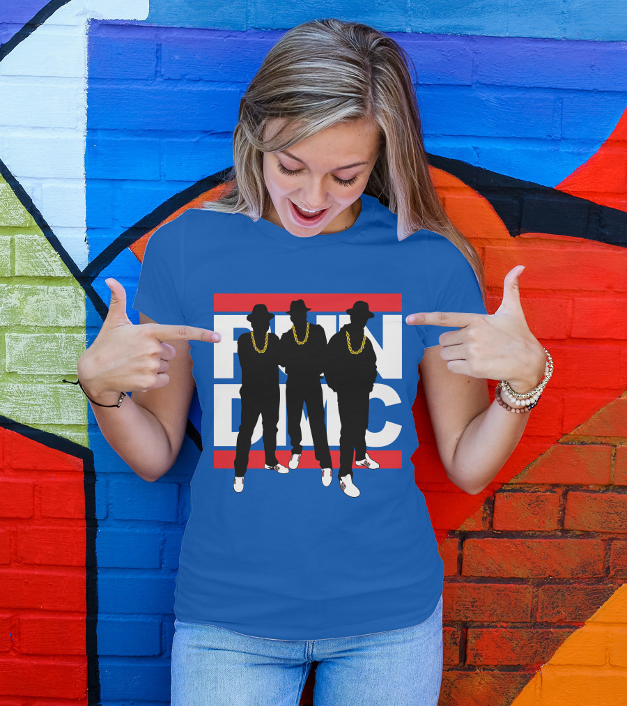 Run DMC Classic Silhouette With Gold Chains And Red Stripes T-Shirt