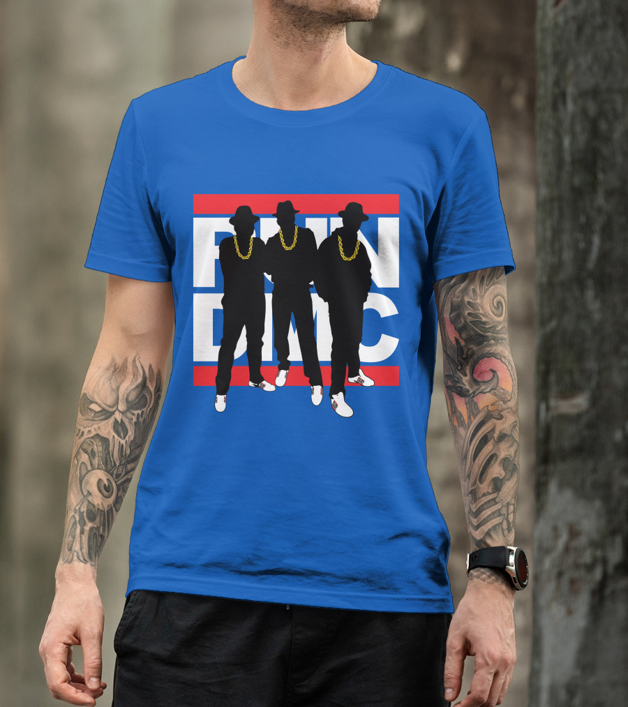 Run DMC Classic Silhouette With Gold Chains And Red Stripes T-Shirt