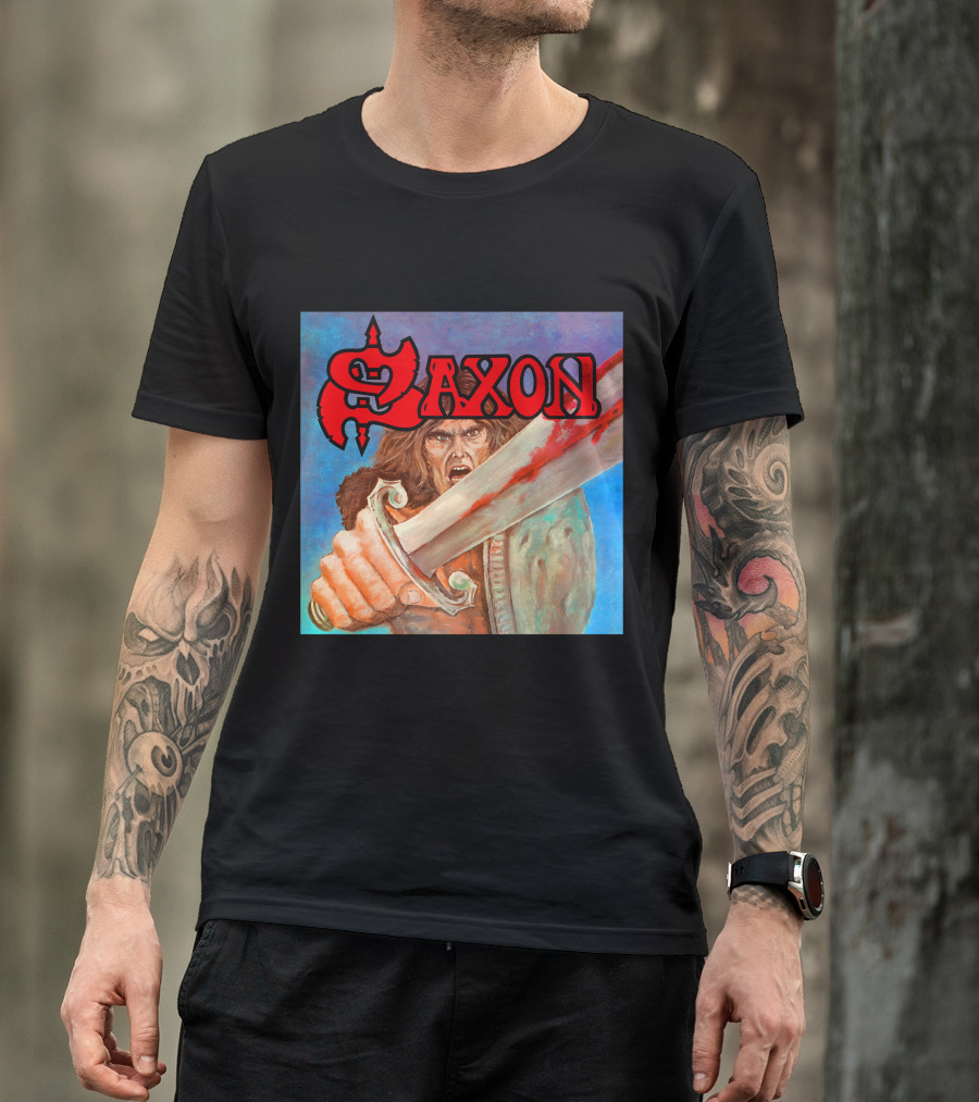 SAXON Crusader Warrior With Bloodied Sword T-Shirt