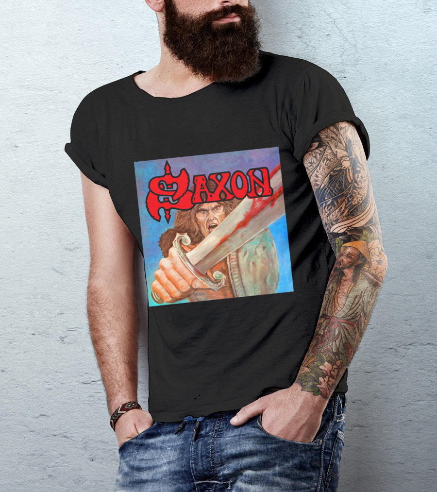 SAXON Crusader Warrior With Bloodied Sword T-Shirt