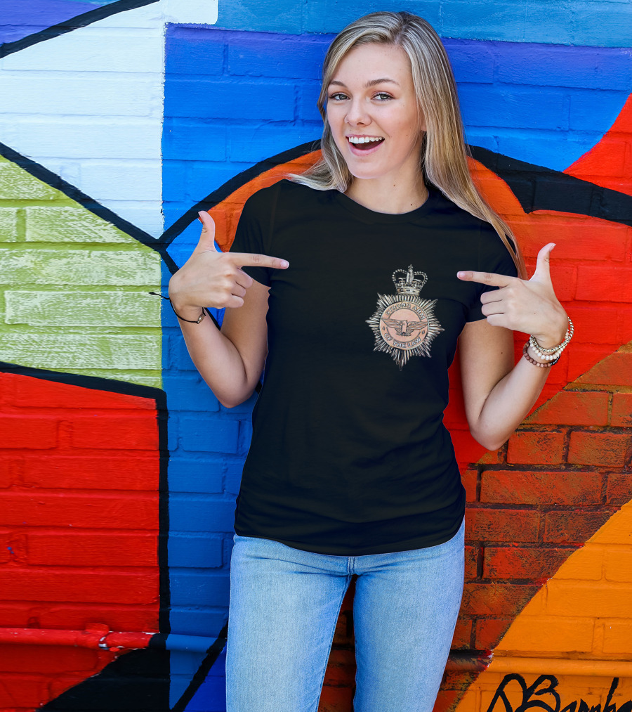 Saxon Strong Arm Of The Law Badge With Crown And Eagle Emblem T-Shirt