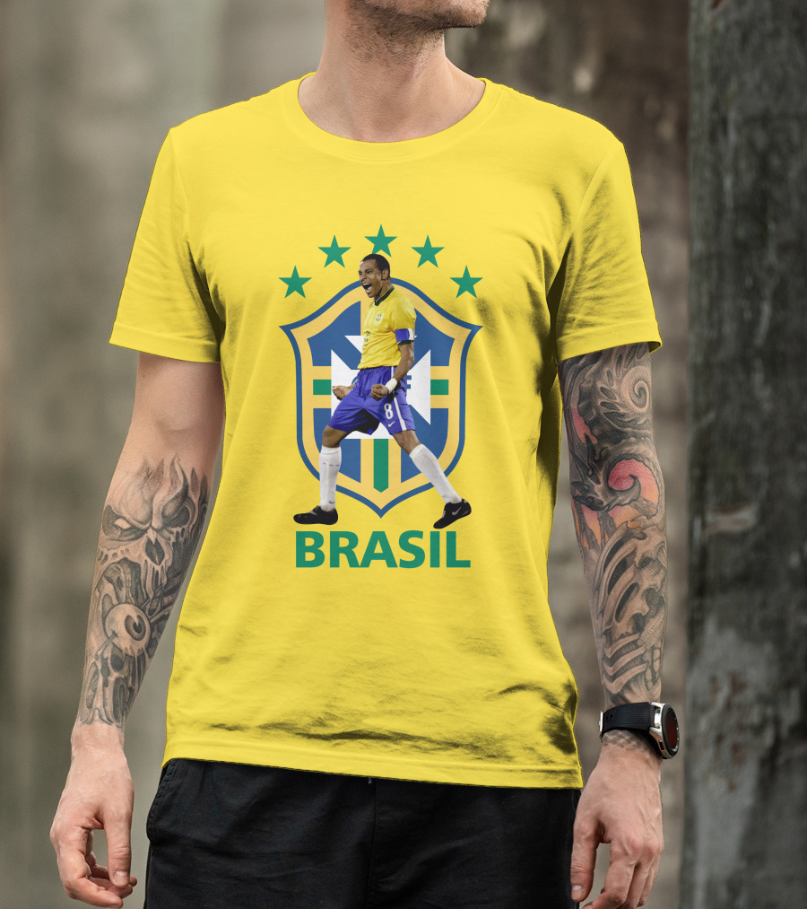 Gilberto Brasil Soccer Star With Brazil National Team Logo And Stars T-Shirt