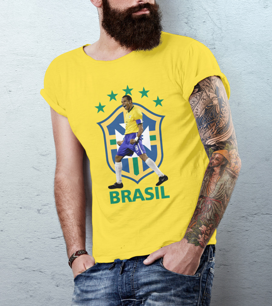 Gilberto Brasil Soccer Star With Brazil National Team Logo And Stars T-Shirt