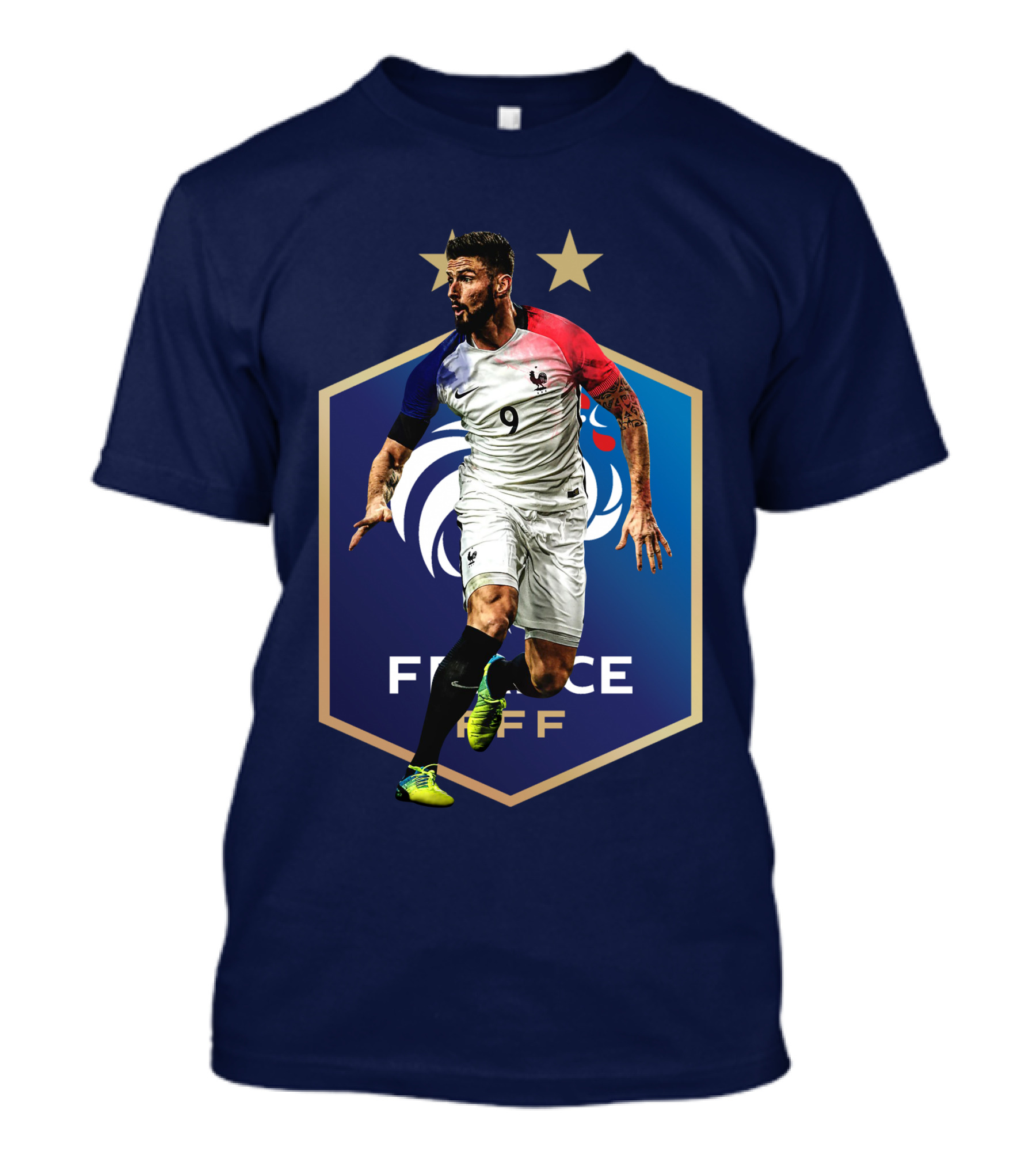 Giroud France FFF Soccer Blue And White 9 Jersey T-Shirt