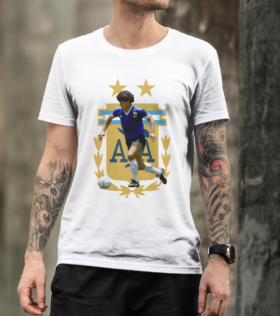 Maradona Argentina AFA Football Legend Blue Jersey T-Shirt