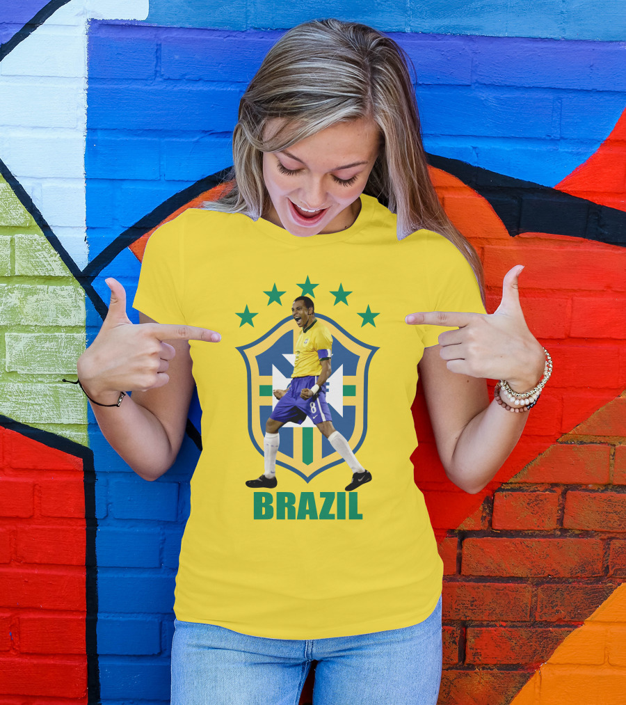 Gilberto Brazil Soccer Star With Shield And Stars T-Shirt