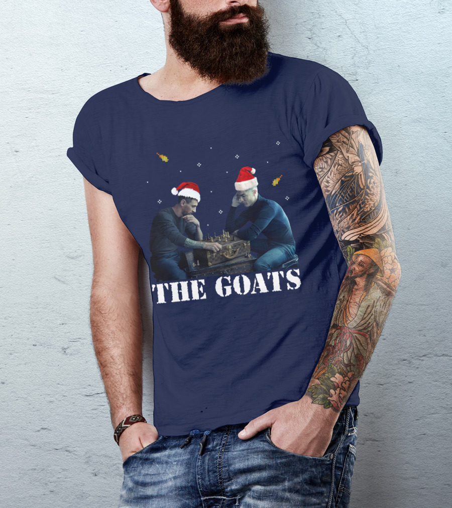 The Goat Xmas Chess Match With Santa Hats T-Shirt