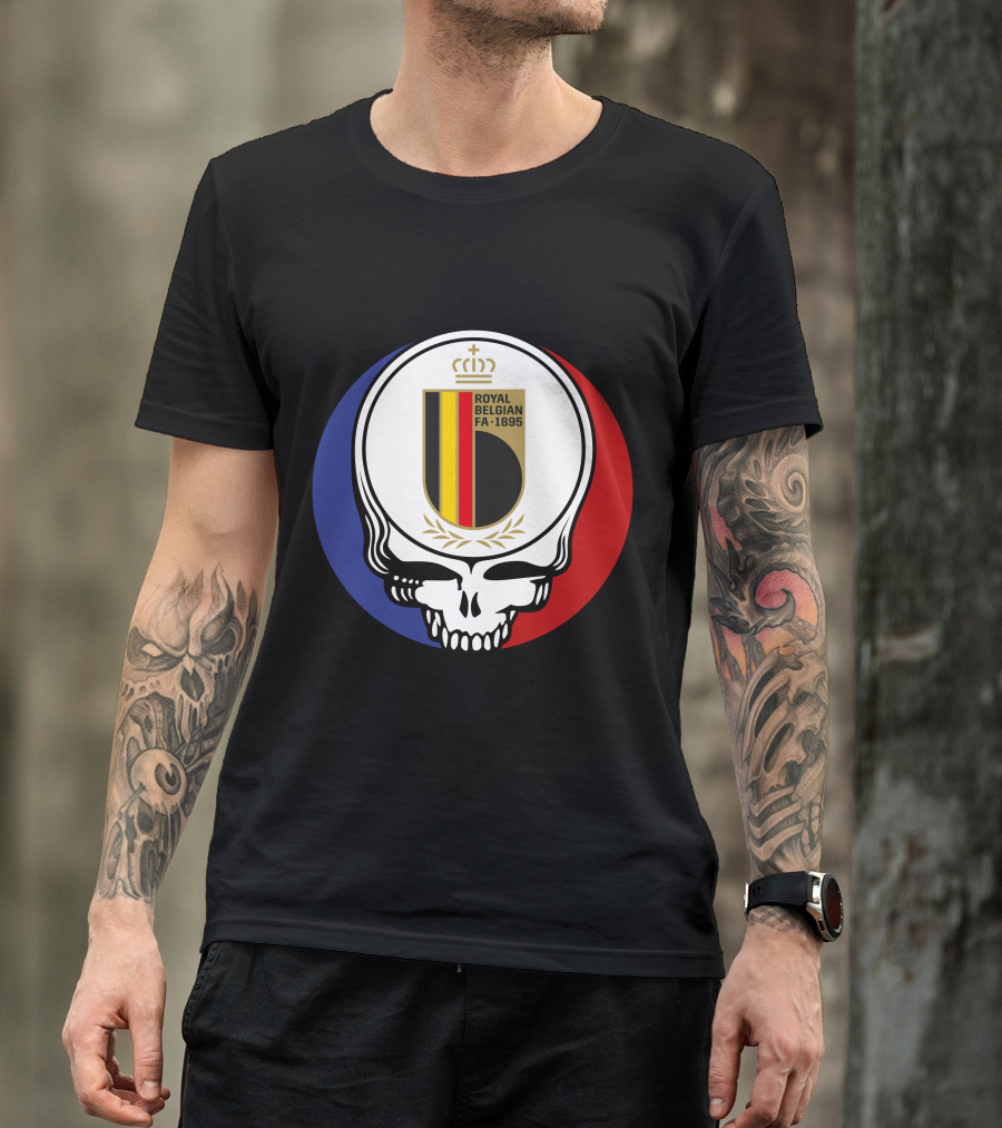 Belgian Red Devils Grateful Dead Royal Belgian FA 1895 Skull Emblem T-Shirt