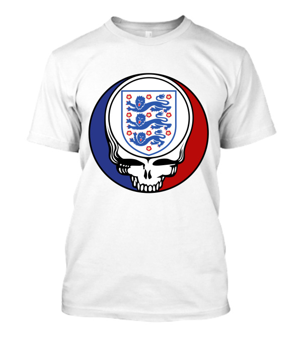 England National Football Team Three Lions Grateful Dead Skull Emblem T-Shirt