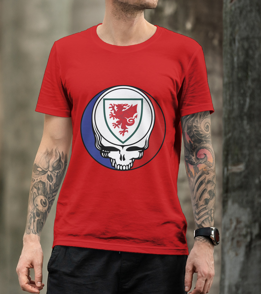 Wales National Football Team Grateful Dead Skull Emblem T-Shirt