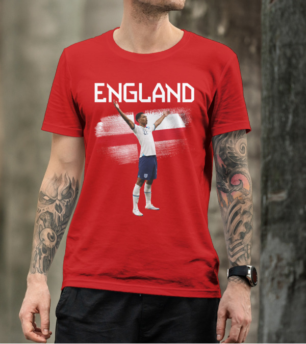 Jude Bellingham England Football Celebration With Red Cross T-Shirt