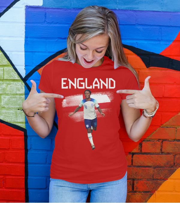 Raheem Sterling England Football 10 Euro Kit Cross Background T-Shirt