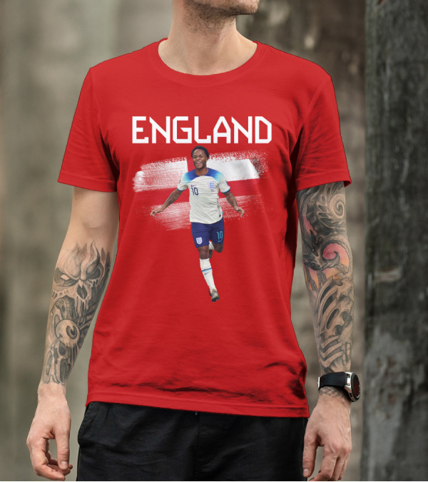 Raheem Sterling England Football 10 Euro Kit Cross Background T-Shirt