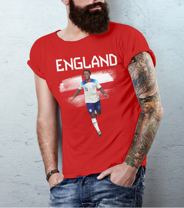 Raheem Sterling England Football 10 Euro Kit Cross Background T-Shirt