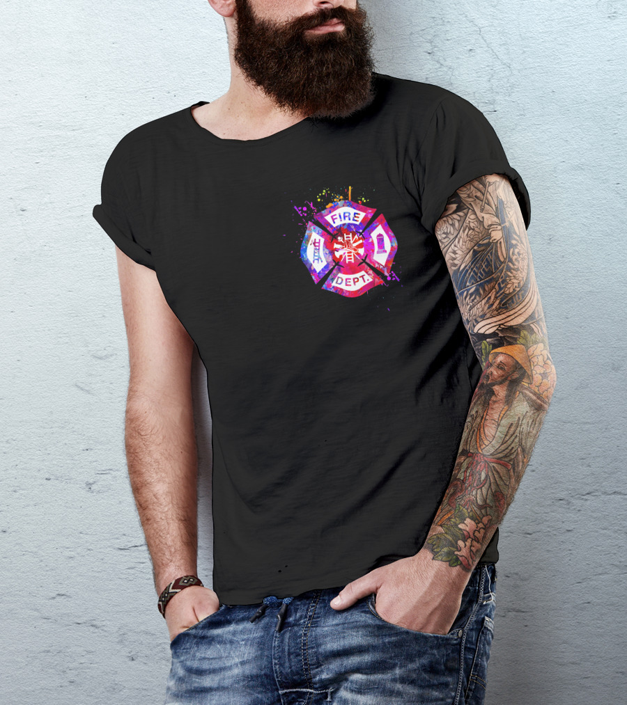 Firefighter's Girl Keep Back 200ft Fire Dept Maltese Cross Badge T-Shirt
