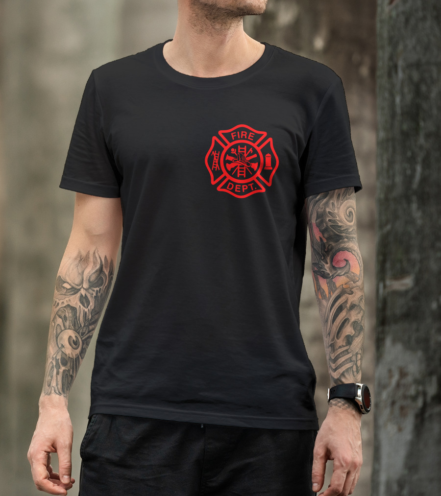 Fire Dept Red Thin Line Flag T-Shirt