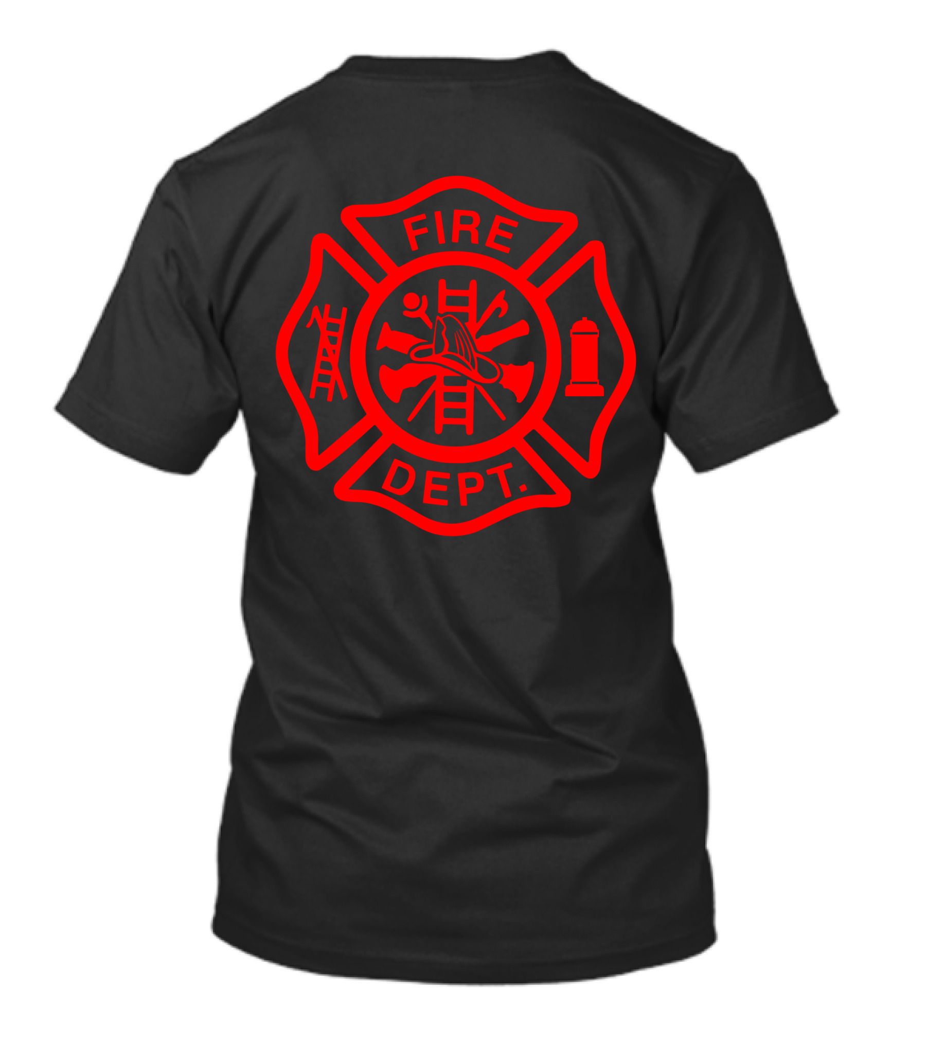 FIREFIGHTER FIRE DEPT. Maltese Cross Emblem T-Shirt