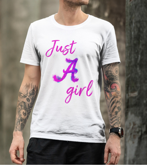 Just A Girl Aesthetic Calligraphy Bright Colors T-Shirt