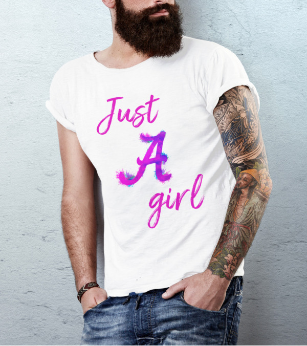 Just A Girl Aesthetic Calligraphy Bright Colors T-Shirt