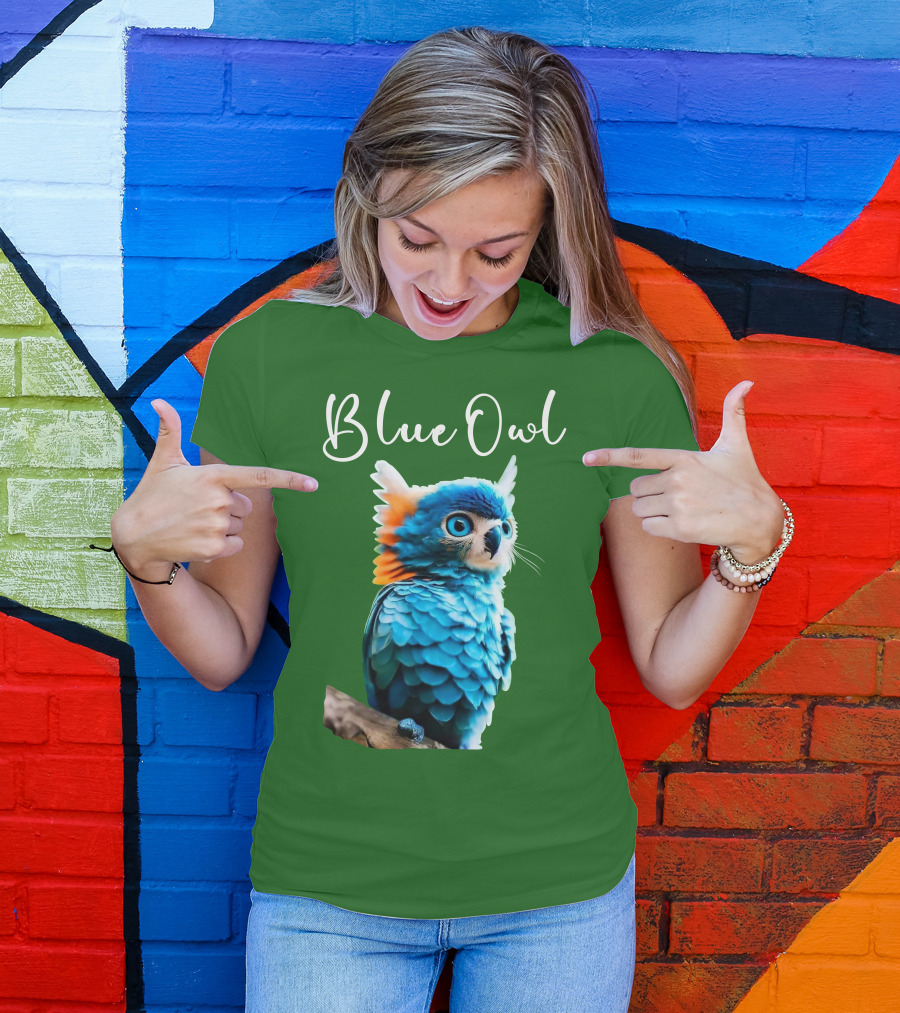 Beautiful Blue Owl Fantasy Creature T-Shirt