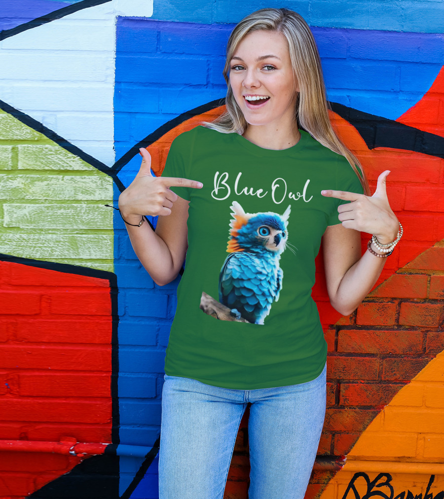 Beautiful Blue Owl Fantasy Creature T-Shirt