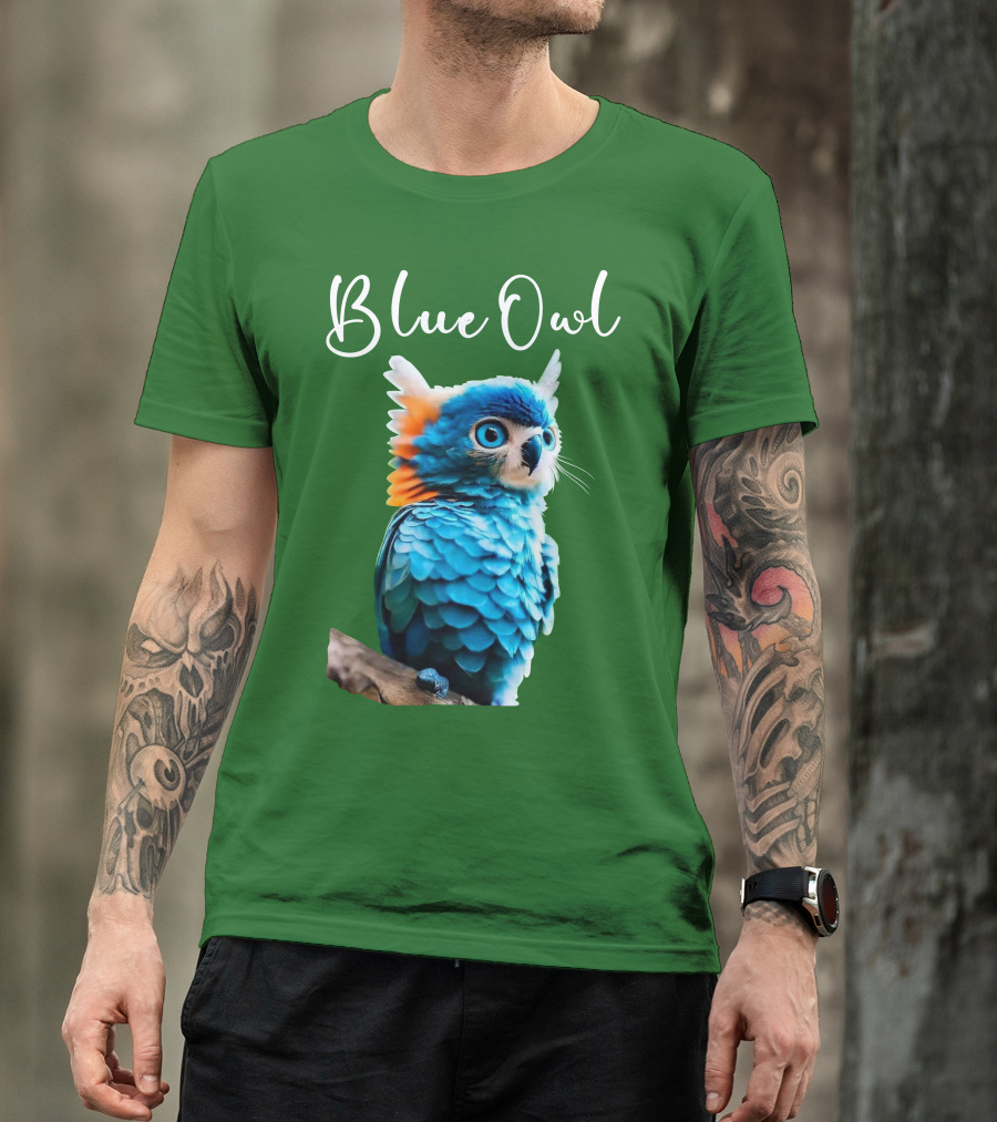 Beautiful Blue Owl Fantasy Creature T-Shirt