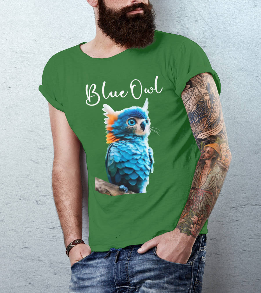 Beautiful Blue Owl Fantasy Creature T-Shirt
