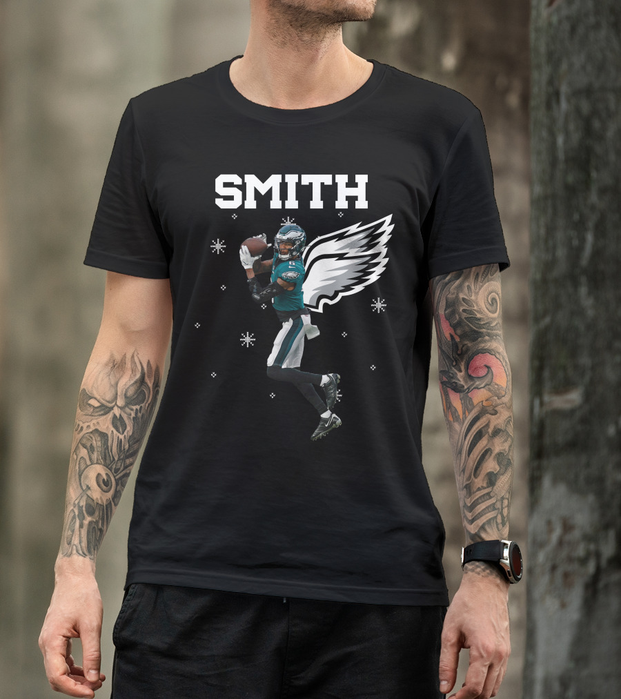 Smith DeVonta Eagles Wings Christmas PE T-Shirt