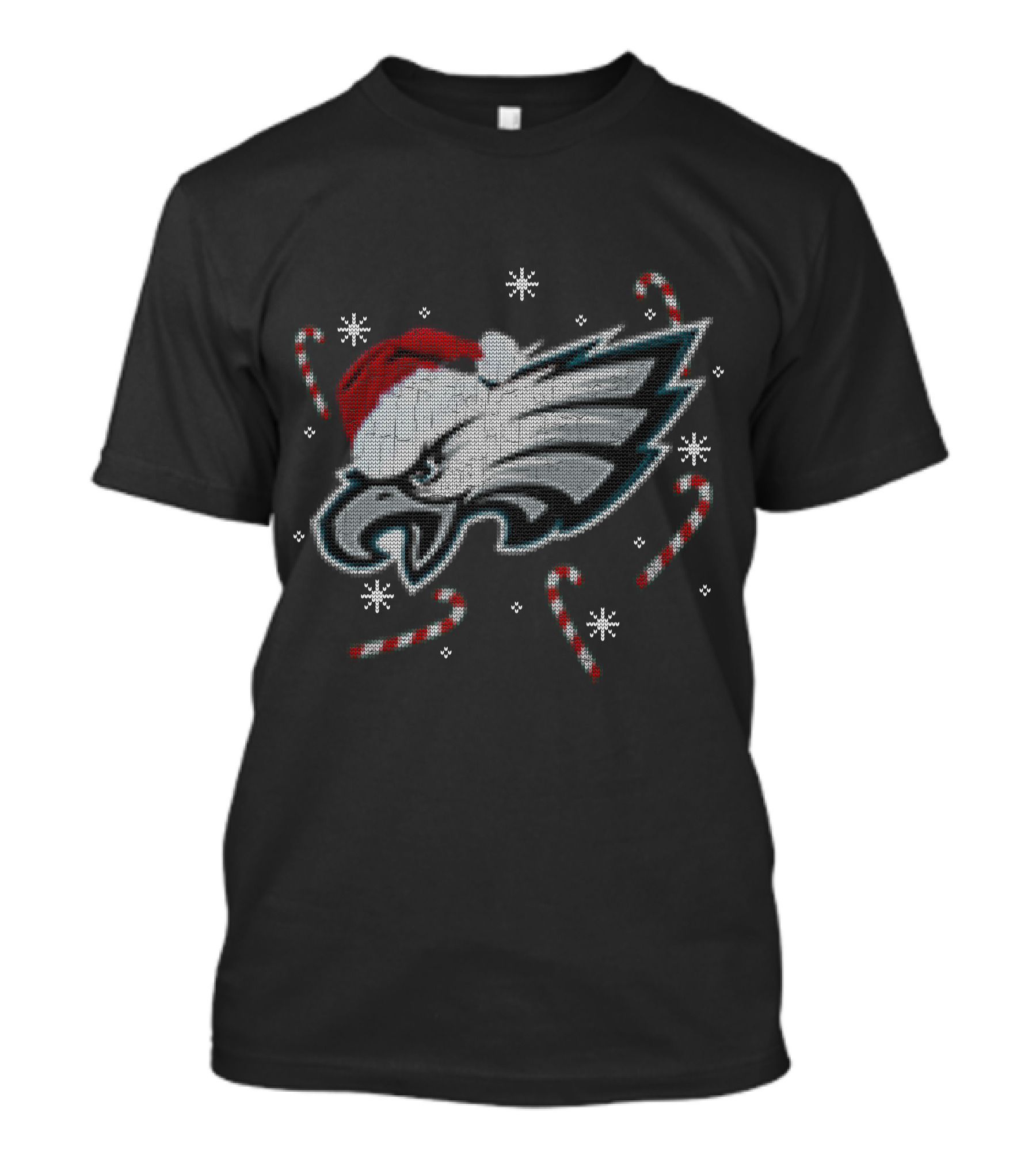 Philadelphia Eagles Christmas Santa Hat Candy Canes T-Shirt
