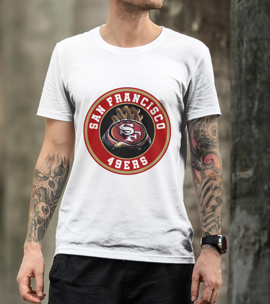 San Francisco 49ers Football Glove Emblem T-Shirt