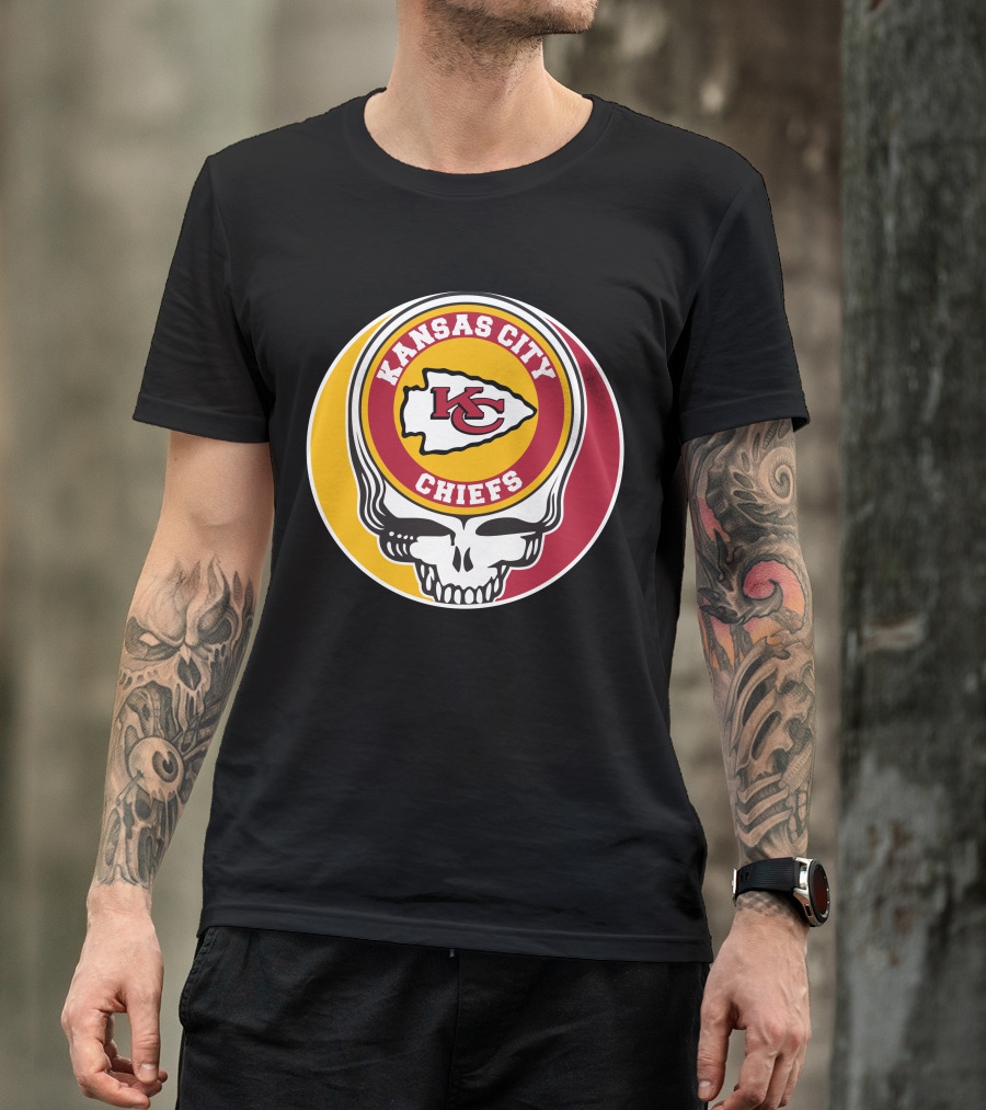 Kansas City Chiefs Grateful Dead Skull Logo Collaboration T-Shirt