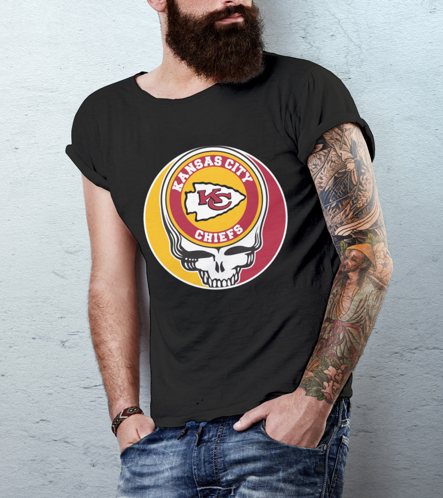 Kansas City Chiefs Grateful Dead Skull Logo Collaboration T-Shirt