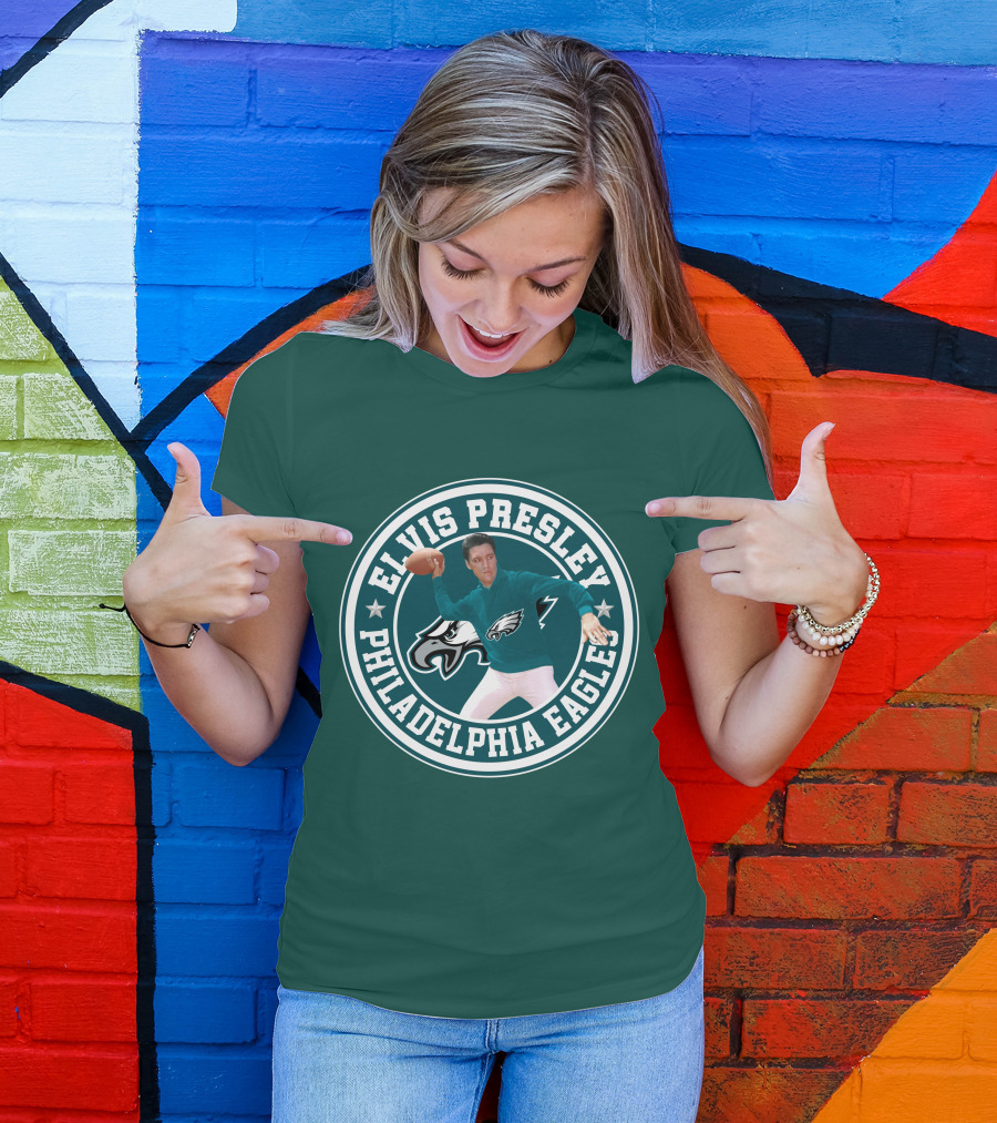 Elvis Presley Philadelphia Eagles Football Quarterback T-Shirt
