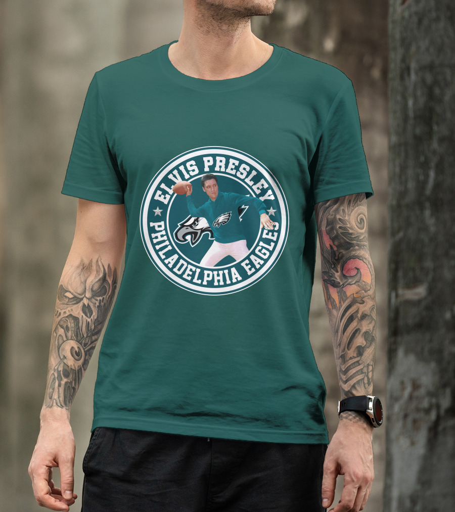 Elvis Presley Philadelphia Eagles Football Quarterback T-Shirt