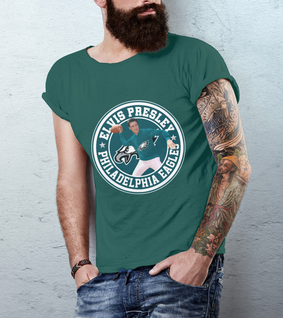 Elvis Presley Philadelphia Eagles Football Quarterback T-Shirt