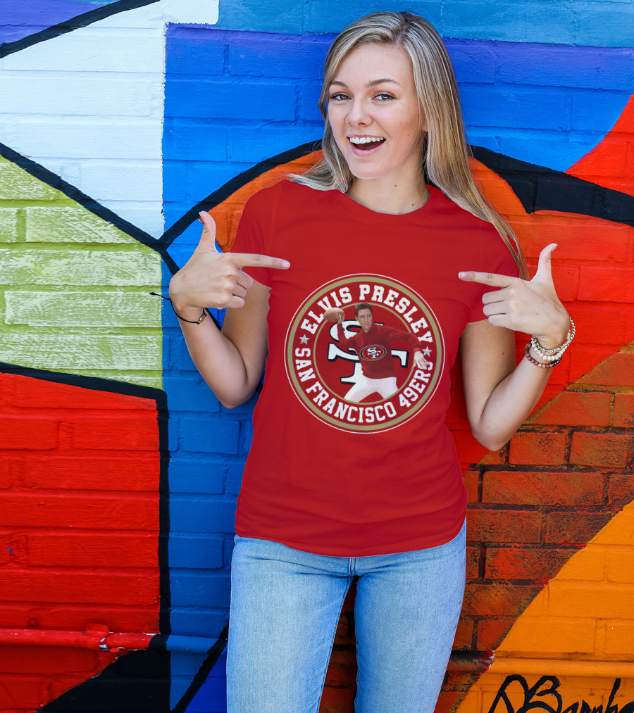 Elvis Presley San Francisco 49ers Football Player Circle T-Shirt