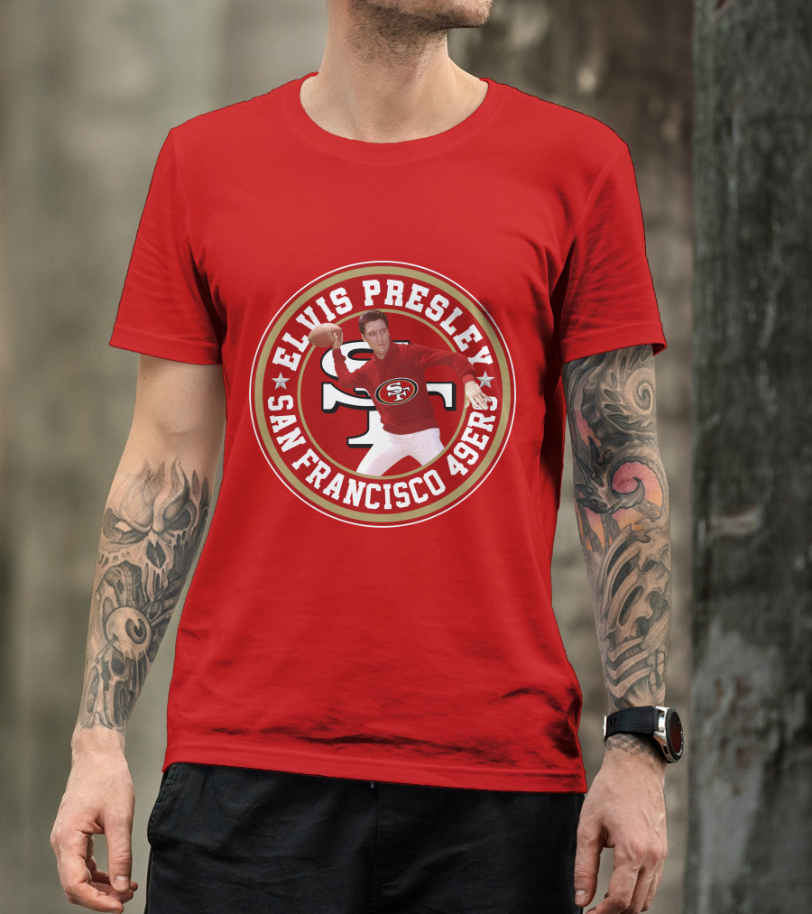 Elvis Presley San Francisco 49ers Football Player Circle T-Shirt