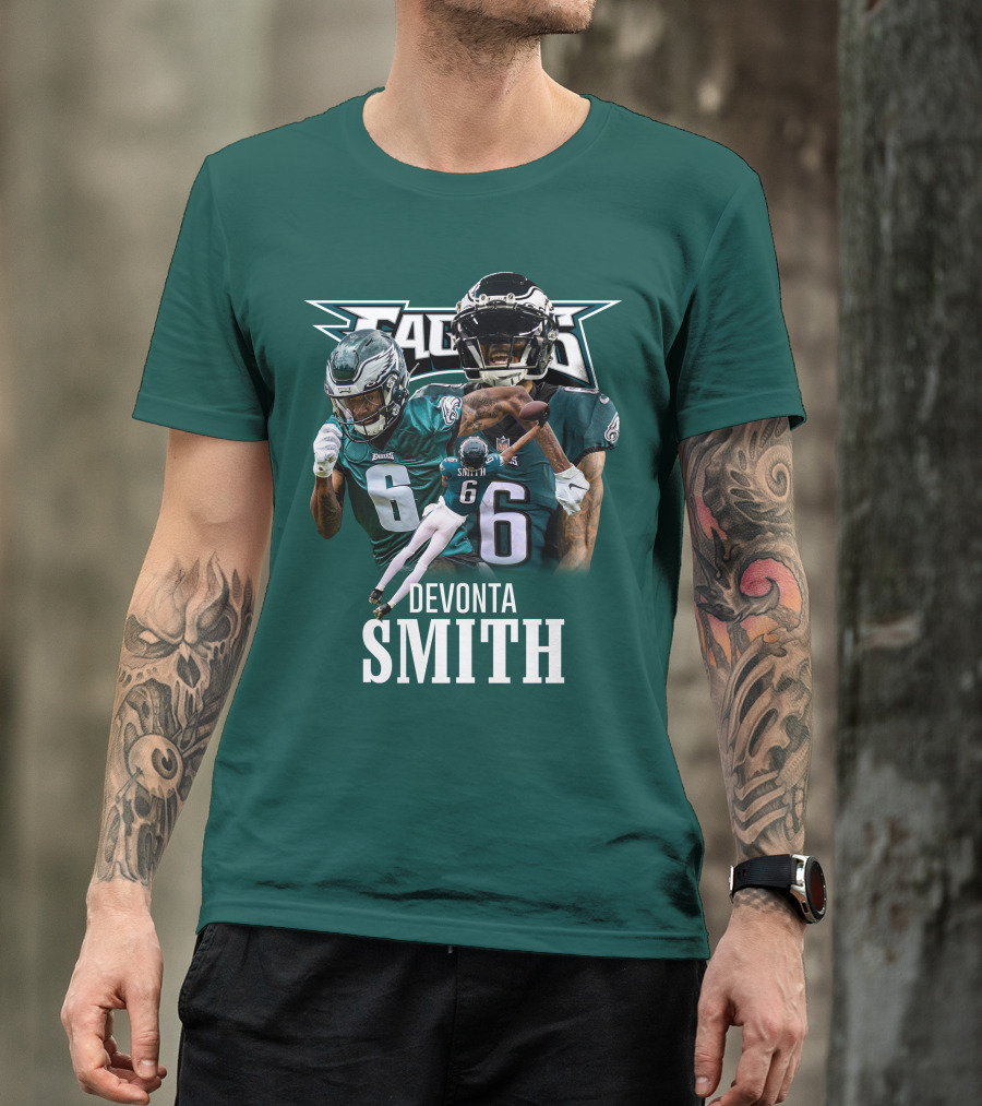 Eagles Smith 6 Football Action Collage T-Shirt