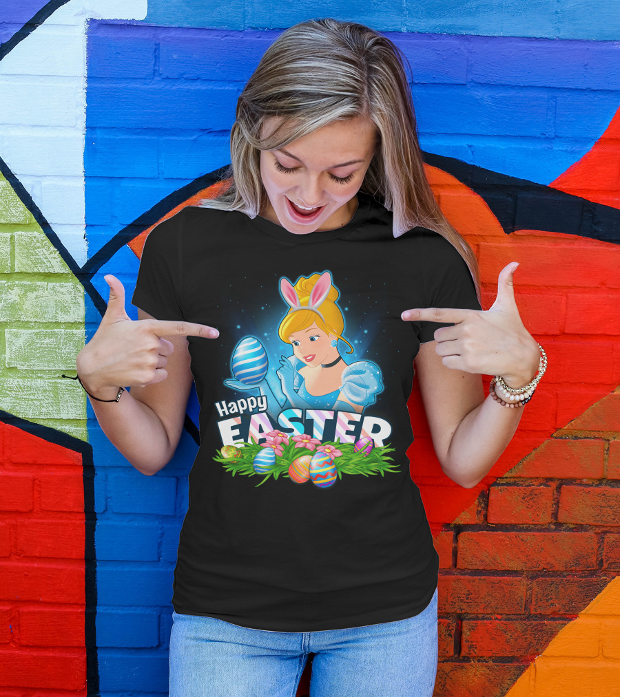 Cinderella Happy Easter Bunny Ears And Eggs T-Shirt
