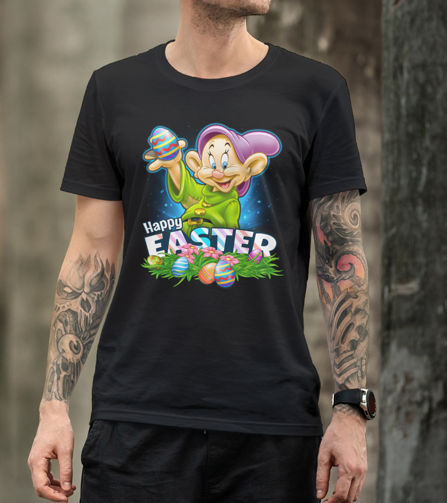 Dopey Happy Easter Colorful Eggs And Flowers T-Shirt