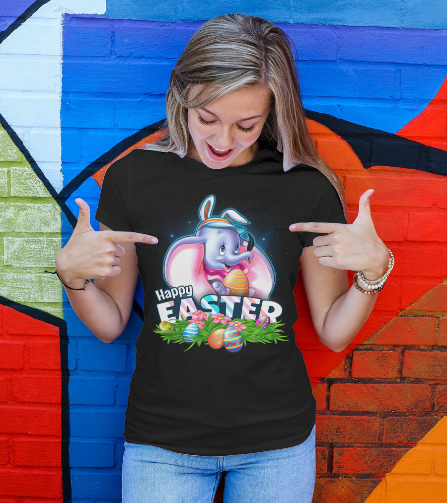 Happy Easter Dumbo With Colorful Easter Eggs T-Shirt