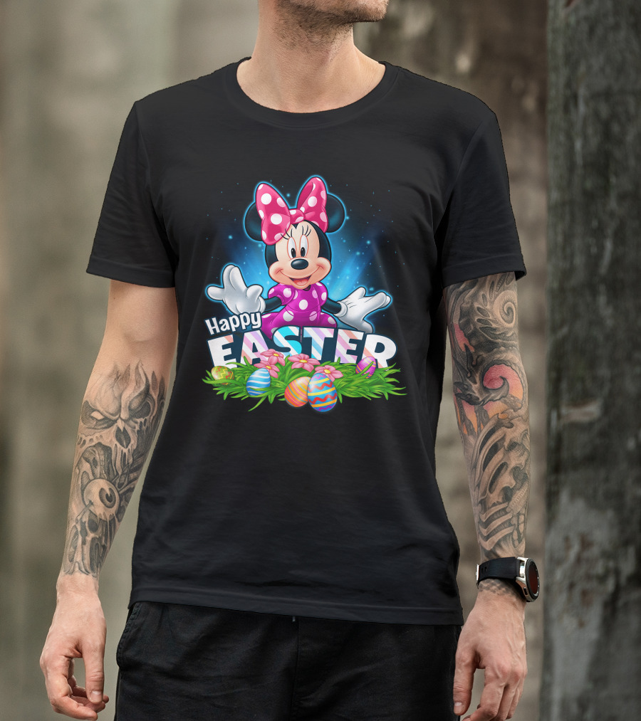 Minnie Mouse Happy Easter Eggs And Flowers Celebration T-Shirt