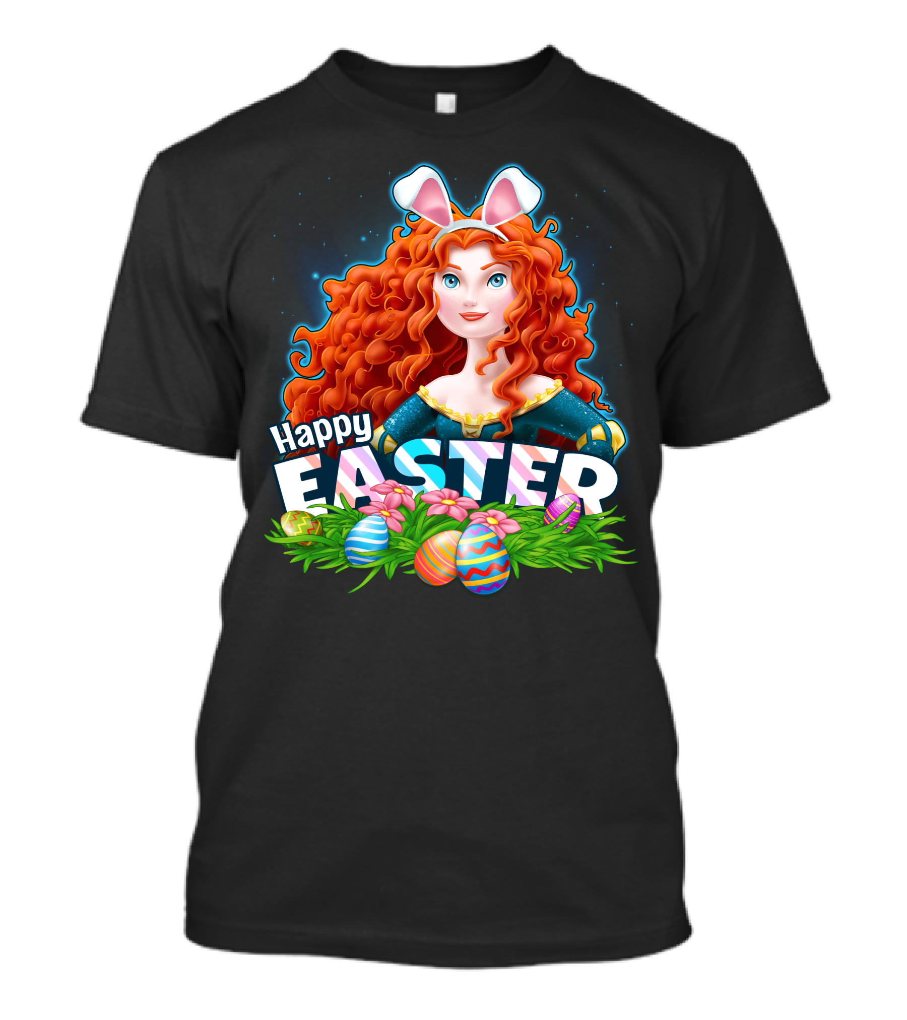 Merida Easter Celebration With Bunny Ears And Colorful Eggs T-Shirt