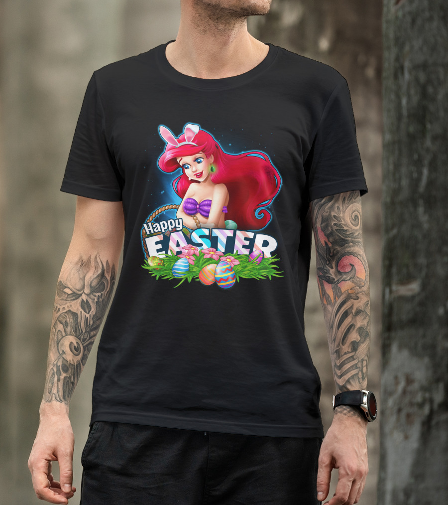 Happy Easter Ariel With Easter Eggs And Bunny Ears T-Shirt