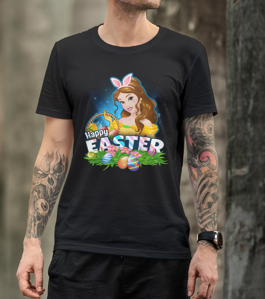 Happy Easter Bella Bunny Ears Basket And Painted Eggs T-Shirt
