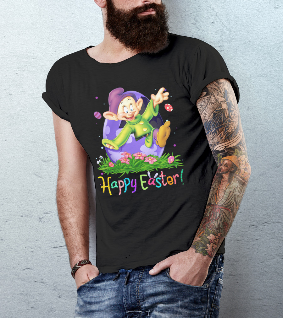 Happy Easter Dopey Disney Seven Dwarfs Purple Egg Celebration T-Shirt