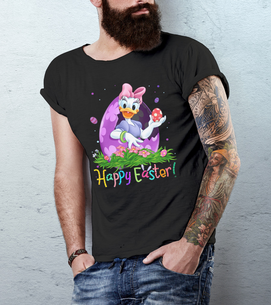 Happy Easter Daisy Duck Egg And Flowers T-Shirt