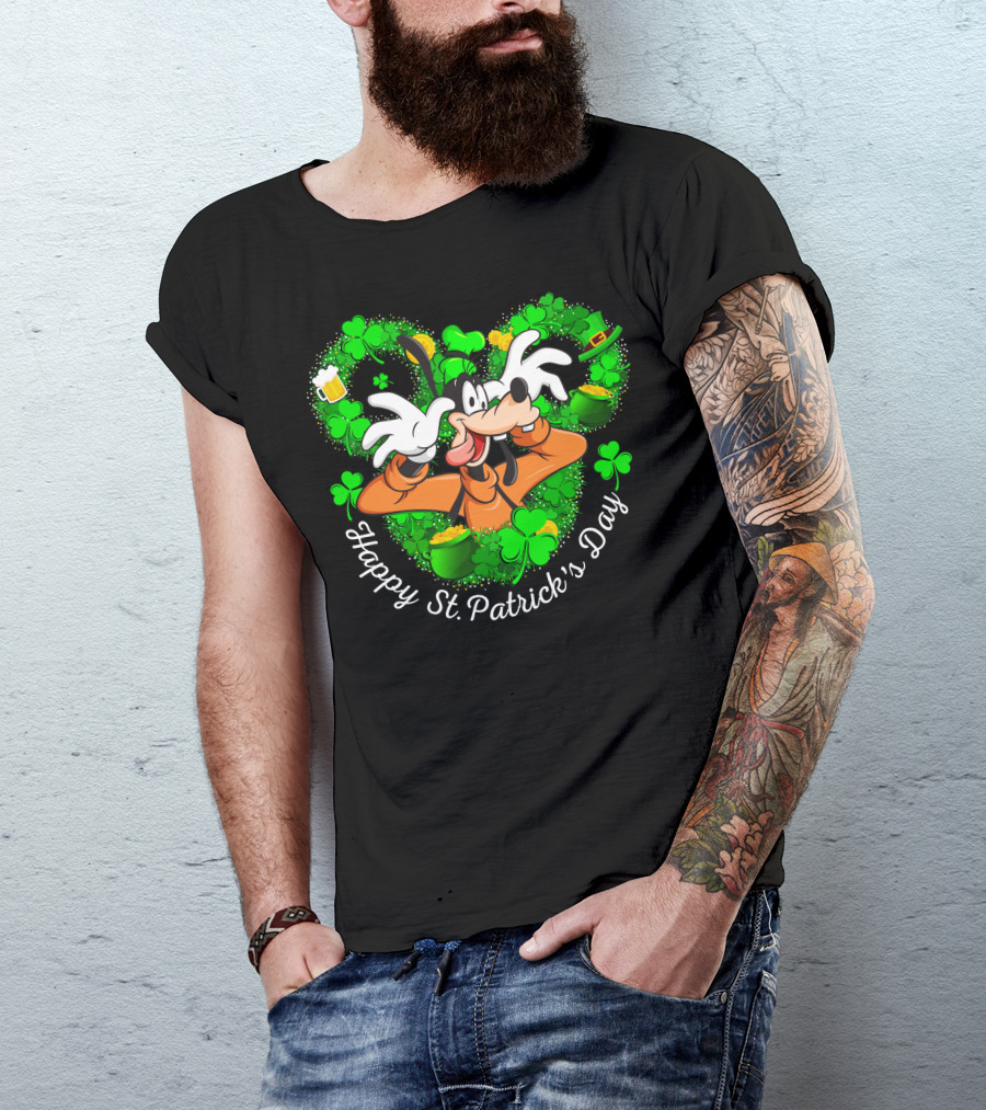 Goofy Happy St. Patrick's Day Shamrock Beer Mug Pot Of Gold T-Shirt
